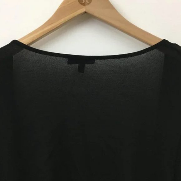 NEIMAN MARCUS RELAXED OPEN FRONT 3/4 SLEEVE PEAKED HEM CARDIGAN - Picture 6 of 9